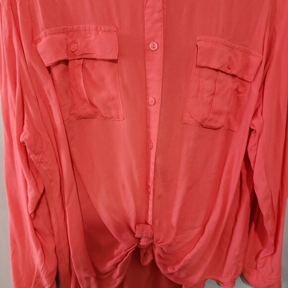a.n.a Button up Blouse Coral Pink Sixe 1X - Picture 2 of 10
